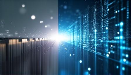 Abstract bridge from old folders to digital data