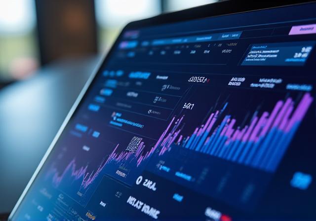 Sophisticated AI data visualization dashboard showing sales trends